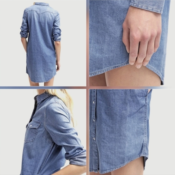 Levi's Long Sleeve Blue Western Denim Shirt Dress - Picture 14 of 14